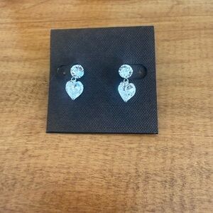Elegant Silver Heart Drop Earrings ceze stones